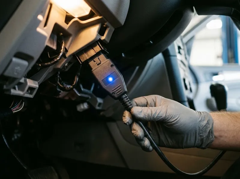 Tablet de diagnóstico a ler um carro